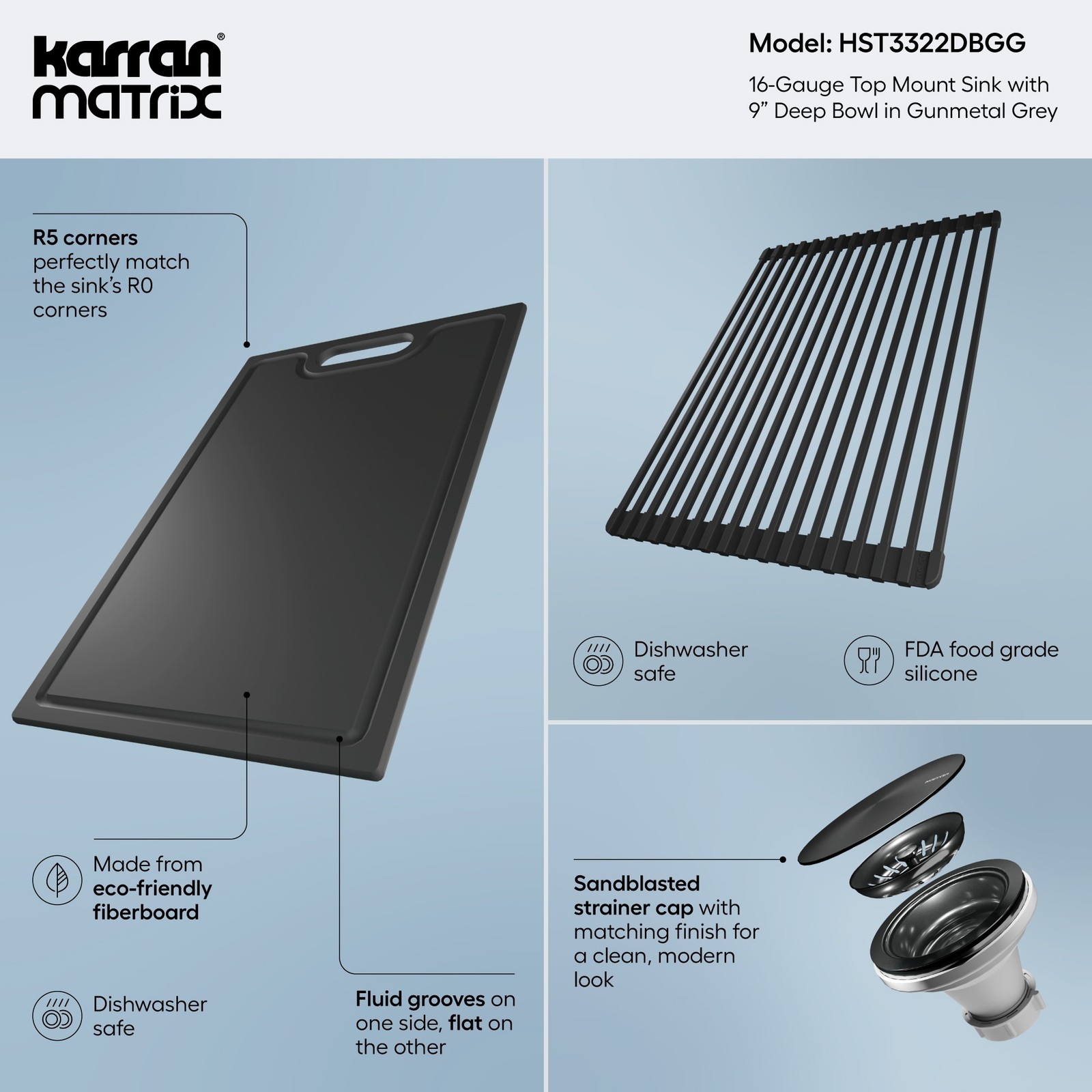 Karran USA HST3322DB Matrix 33" Drop In Double Basin Stainless - Stainless Steel