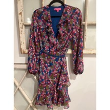 Betsey Johnson size 4 Very Cherry Chiffon Wrap Dress 