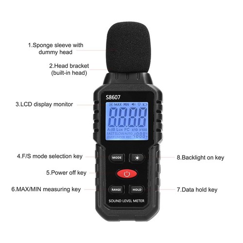 30 ~ 130dB Dezibel messer Digital Schallpegel messgerät DB Meter Haushalt DHL!~ - Bild 8 von 22