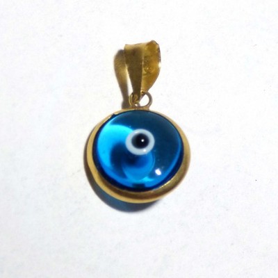 9K Gold Evil Eye Nazar Anhänger Blau Murano Glas Schutz Charm Minimalistisch