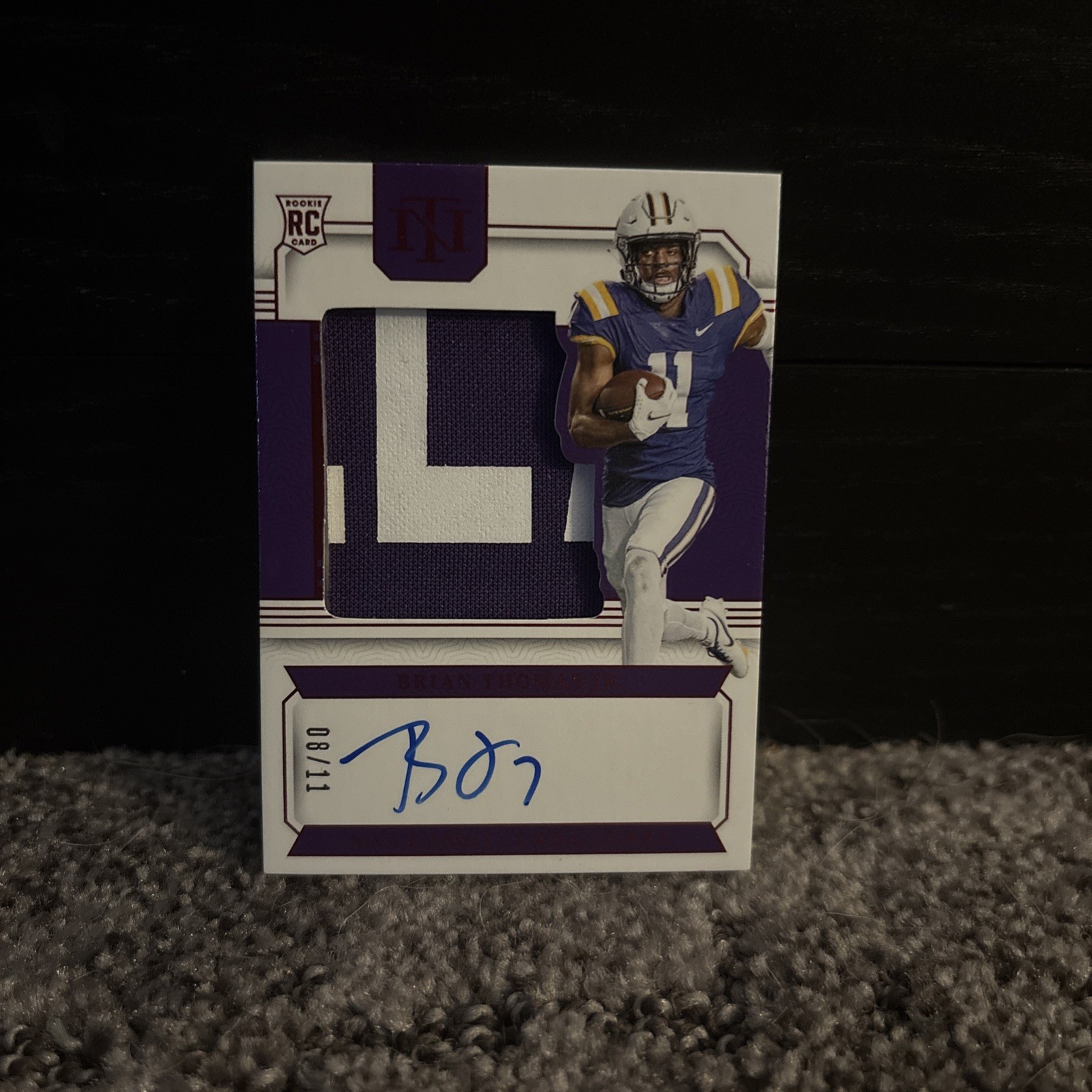 Brian Thomas Panini National Treasures Collegiate Team Slogan Signatures #BTJ Base