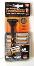 12 Cartridges MicroTouch3 Tough Blade Razor Germany TV Brett Favre SEALED NEW