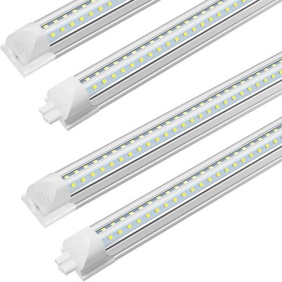 4 Pack 5000K 4FT T8 LED Tube Lights 36W V-Shaped Linkable 4 Foot LED Shop Lights