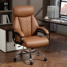 Office Chair with Spring Padding, PU Leather Computer Desk Chair, Black