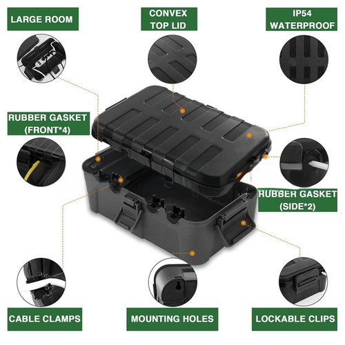 Waterproof Extension Cord Cover Outdoor Electrical Box Large Size IP54 Rated - Picture 21 of 21