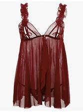 KFLY Women's Lingerie Set Open Front Mesh Babydoll Sleepwear Sexy Negligee