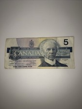 1986 Canada 5 Dollar Bill Specimen Circulated - RARE- NICE CONDITION