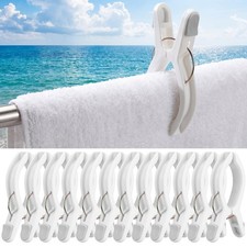 12 Pack Beach Towel Clips Extra Large 6.3 Inch Pool Towel Clips for Chairs Po...