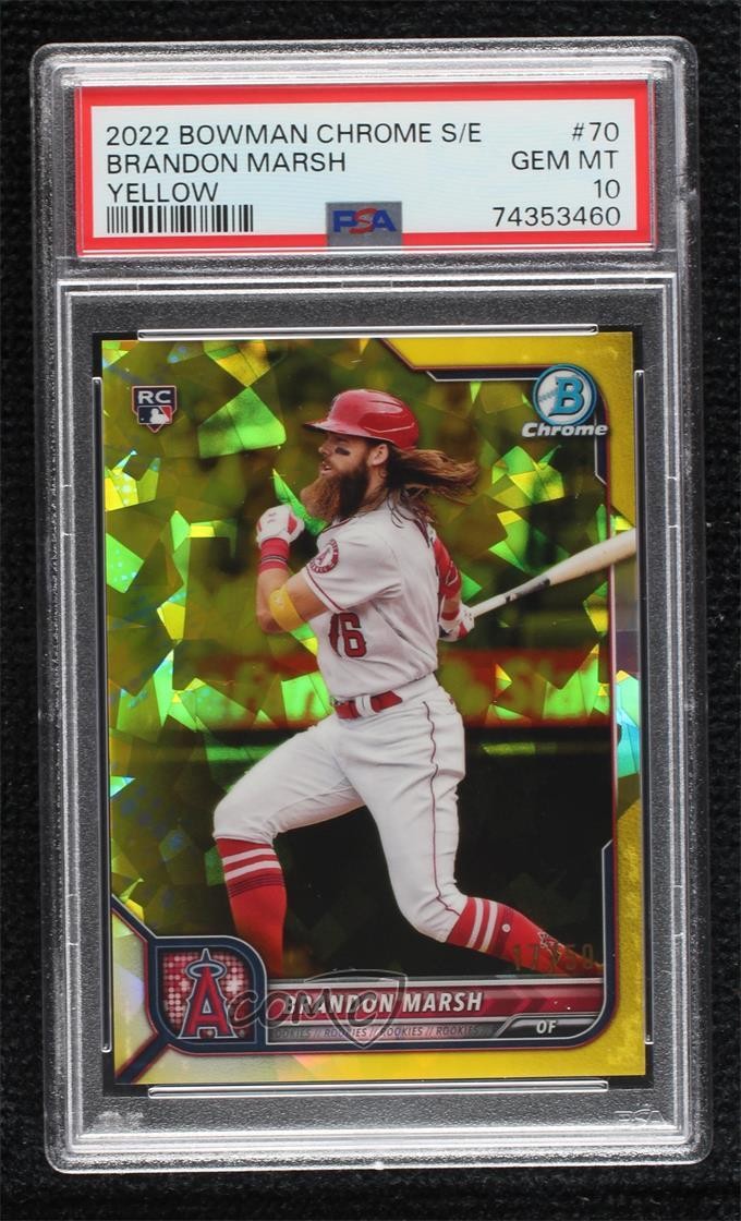 2022 Bowman Chrome Sapphire Edition Yellow 17/50 Brandon Marsh #70 PSA 10 0y9e