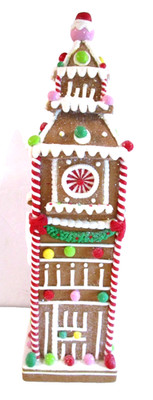 Festive Voice Walgreens Gingerbread Clock Tower w Sugary Sparkle Christmas Decor