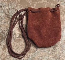 Small Leather Drawstring Pouch  Reenactment, LARPing, Costume, Etc.