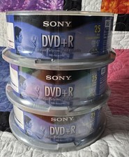 3 SONY DVD R Spindle 25 Pack 8X / 4.7GB / 120 Min - New Sealed Lot