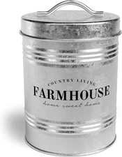 Steel Kitchen Canister 5x7 Dry Food Storage Tin Farmhouse Decor 76 Oz Metal Can