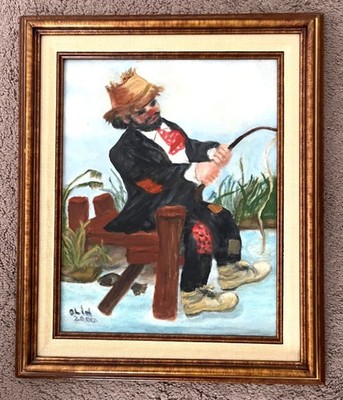 Framed Olin Signed & Dated Reproduction of a Red Skelton Painting