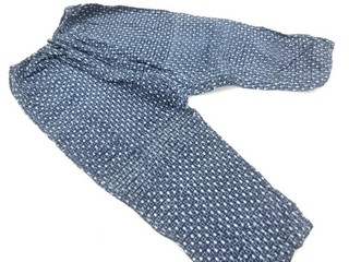 19744# JAPANESE KIMONO / ANTIQUE MOMPE PANTS / COTTON / KURUME KASURI