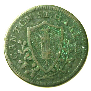 elf Switzerland Canton Saint Gall Gallen 1/2 Batzen 1815 K Interim or Reformatio