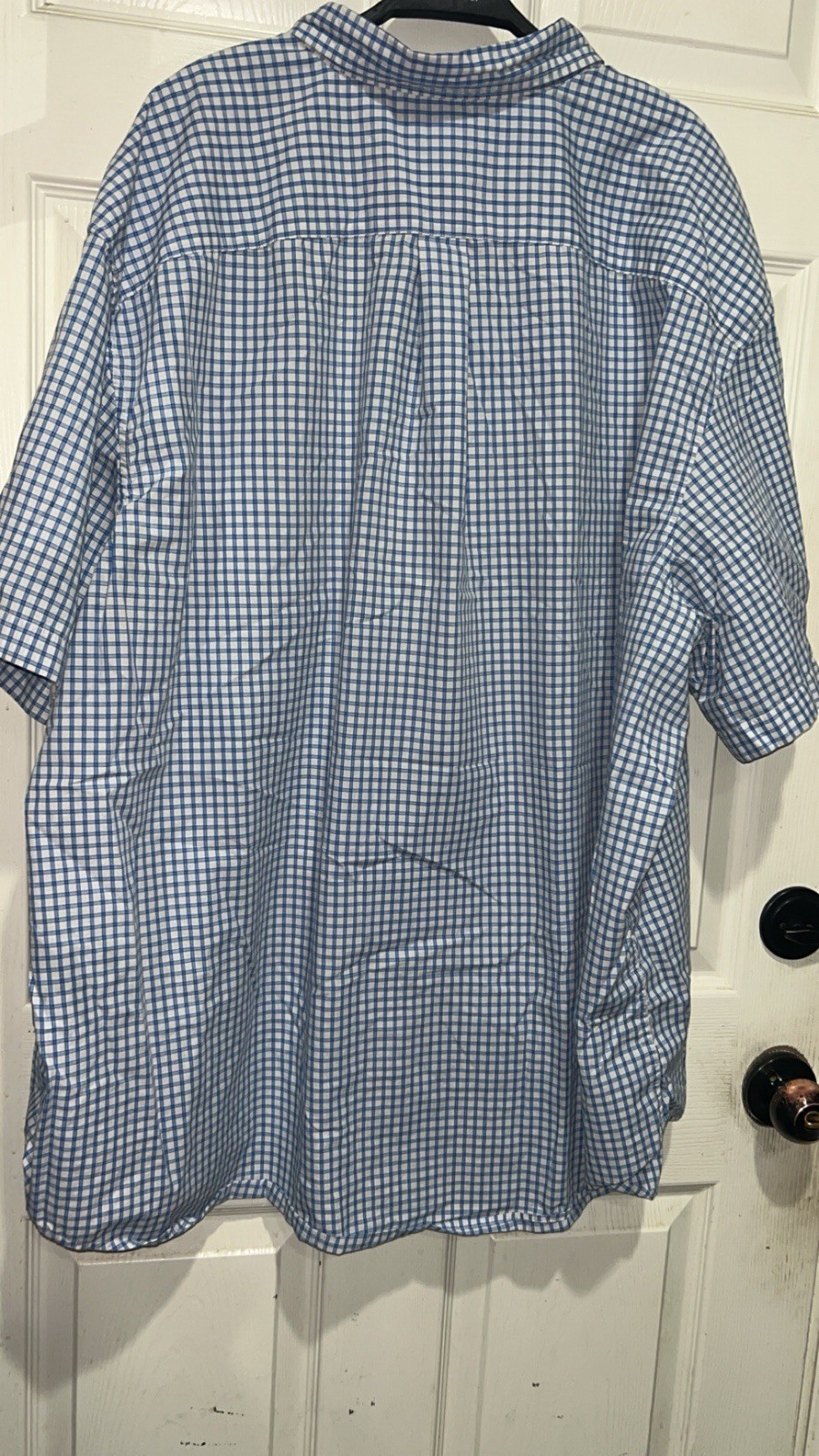 Basic editions white and blue checkered button up… - image 4