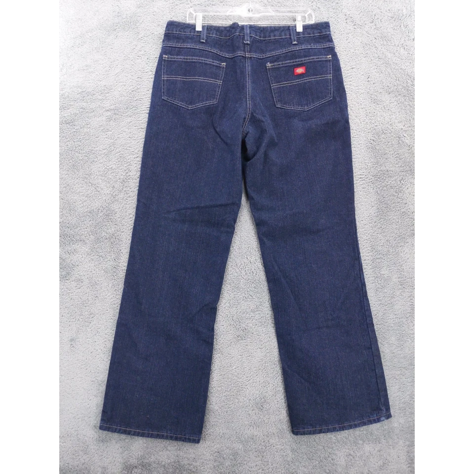 Dickies 女式宽松版型深色水洗直筒牛仔裤棉质格子衬里 14 码 — 第 4/4 张图片