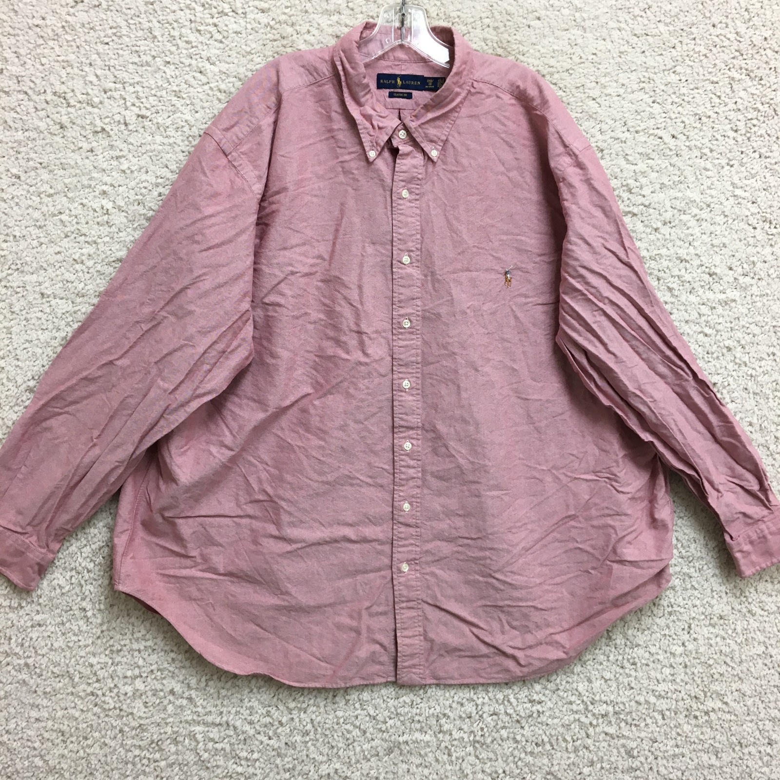 Ralph Lauren Button Down Shirt 3XB Adult Big Red Classic Fit Long Sleeve Mens