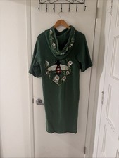 Gucci Pattern Long Green Hoodie Dress