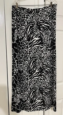 Apt. 9 Damen Maxirock Animalprint schwarz/weiß Größe Large Stretchbund - Bild 1 von 4