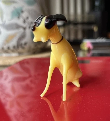 VINTAGE MURANO Italy ART GLASS Miniature Dog Figurine Terrier Excellent Example
