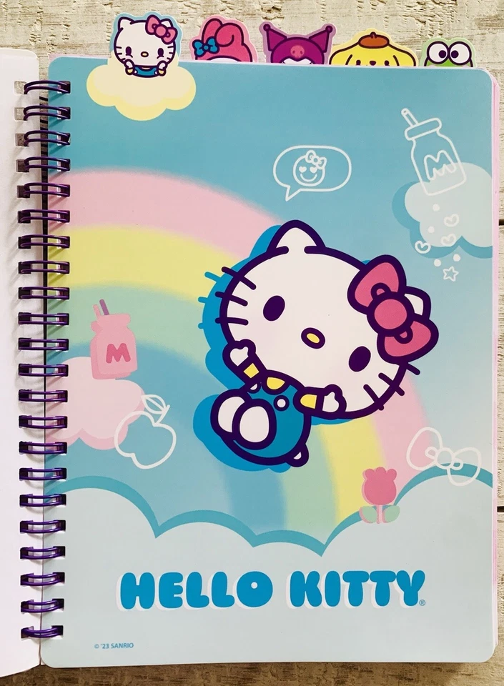 Hello Kitty Journal Diary 9x6” Tab Spiral Notebook Character Designs Ships FAST! - Image 2 of 4