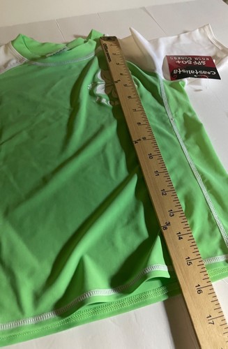 Coastalista SPF 50+ Rash Guards Kids Size Small 6/8 Nylon Spandex Green White - Picture 8 of 8