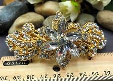 GOLD TONE clear stone flower hair clip rhinestone 25