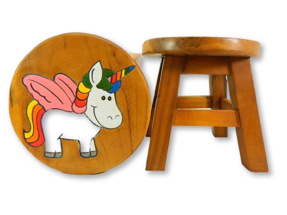 Childs Childrens Wooden Stool - Unicorn Baby Step Stool