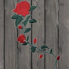 Large Red Rose Embroidered Patch — Iron On