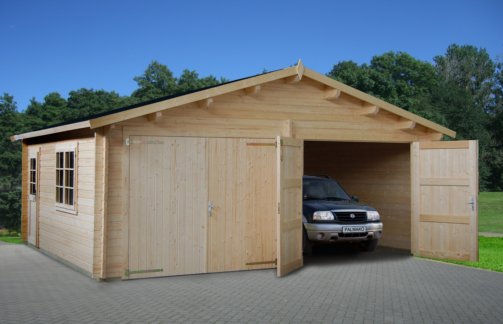 Garage Roger 21 / Double A ISO Gartenhaus, Holzgarage 595x530 cm mit