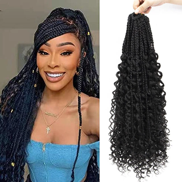 Ombre Bohemian Box Braids With Curly End Crochet Hair Braiding Extension  Women