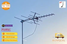 Long Range Yagi TV Antenna Outdoor 250 Mile w/ Pole for Attic or Roof
