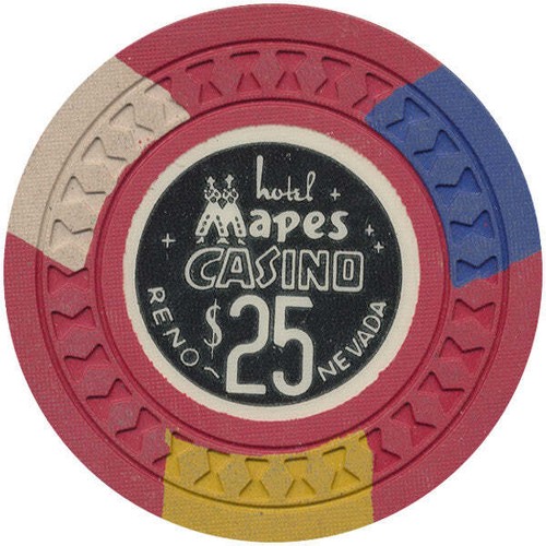 Mapes Casino Reno Nevada $25 Chip Red, Hourglass 1957