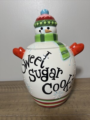 Jay Import Snowman ''Sweet Sugar Cookies'' Cookie Jar Christmas Decor Winter Gift