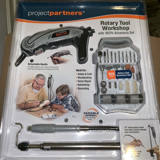 Project Partners Rotary Tool Workshop Kit With 105 Piece Accessory Set New For Sale Online