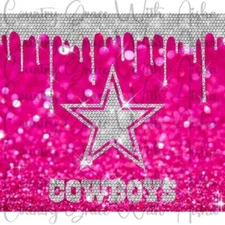 20oz Skinny Tumbler Sublimation Transfer Cowboys Pink Football Ready To Press