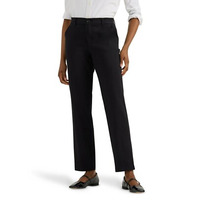 Lee Women's Straight Leg Woven Pant, Size: 10, Black