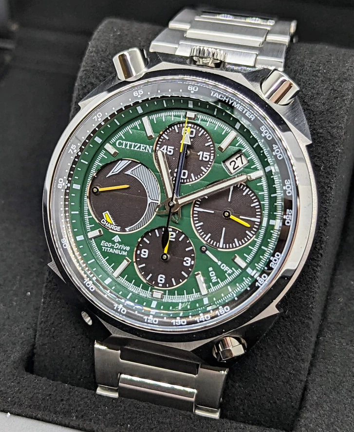 Citizen Promaster AV0081-51X Tsuno Titanium Green Racer Chronograph Men's  Watch