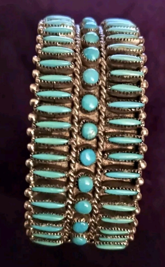 Chunky Dunky Crazy Vintage Native American Navajo Green Turquoise Sterling Silver Bracelet Old Chunky Dunky Crazy Vintage Native American Navajo Green Turquoise Sterling Silver Bracelet Old