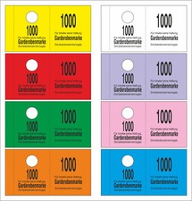 1000 Garderobenmarken, 8 Farben,  Doppelnummer, 14 mm Bügellochl, Doppelnummern
