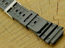 Vintage NOS Unused 18mm Black Rubber Sports Watch Band w Silver Tone Buckle