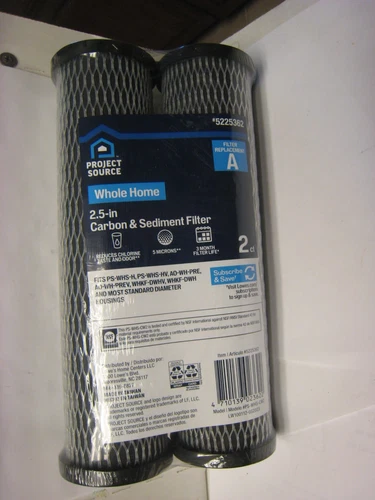 NEW TWIN pack of Project Source 2.5" Carbon & Sediment Filters #5225362 sealed