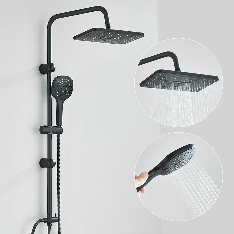 Schwarz Duschsystem Regenbrauset Duscharmatur Edelstahl Duschset mit Handbrause - Bild 3 von 4