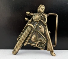 Vtg 70s BARON BUCKLE Solid Brass Belt Buckle 6048 Motorcycle Biker BBB EUC! *