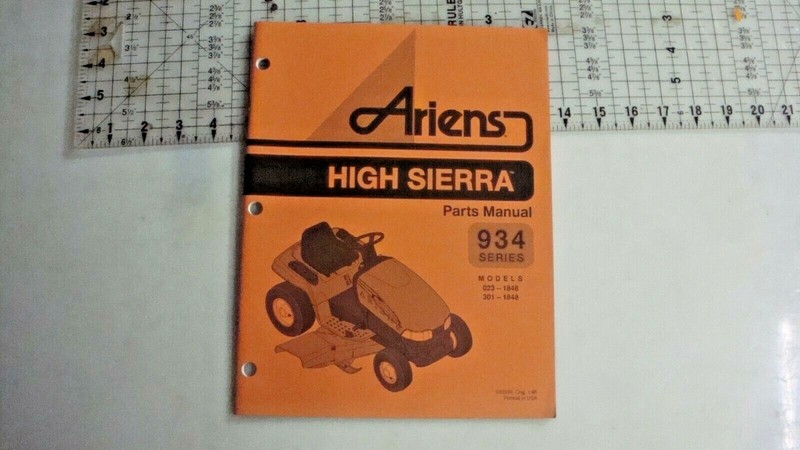 ARIENS HIGH SIERRA 934 MOWER OWNER PARTS MANUAL COLLECTOR VINTAGE OEM 033536