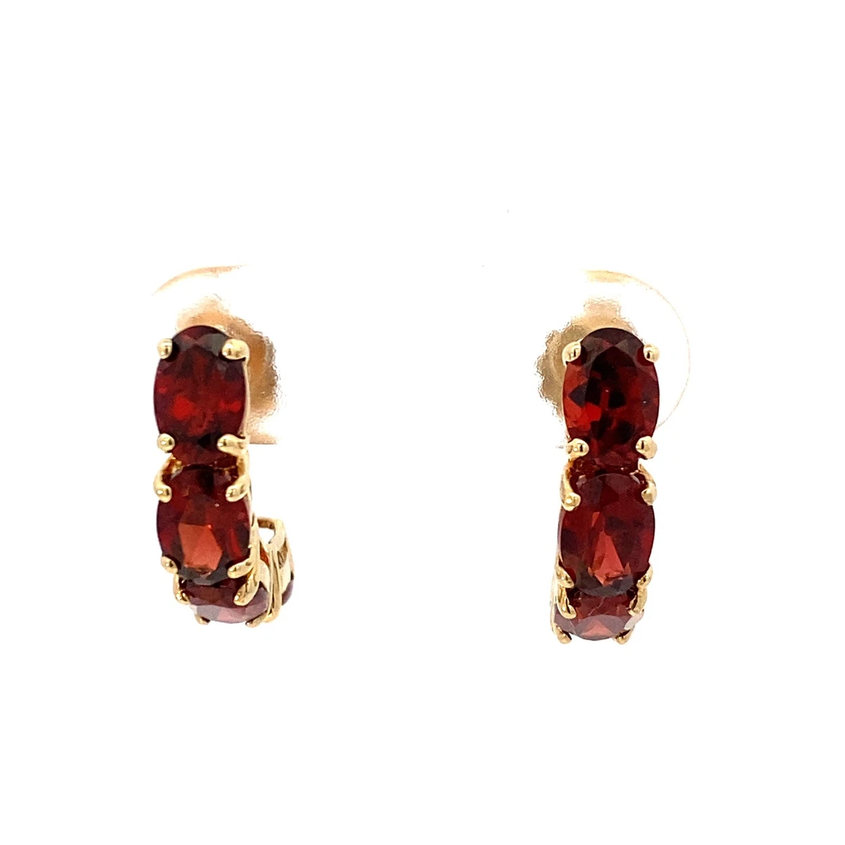 Garnet hoop earrings yellow gold deals
