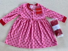 NWT Hanna Andersson Girl Set, Size 90, 2-3T, Playdress Set, Pink and Red, Tights