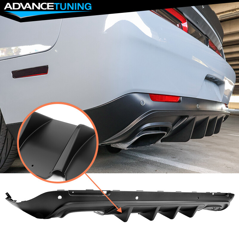 For 15-23 Dodge Challenger IKON V3 Style Rear Bumper Lip Diffuser Matte Black PP